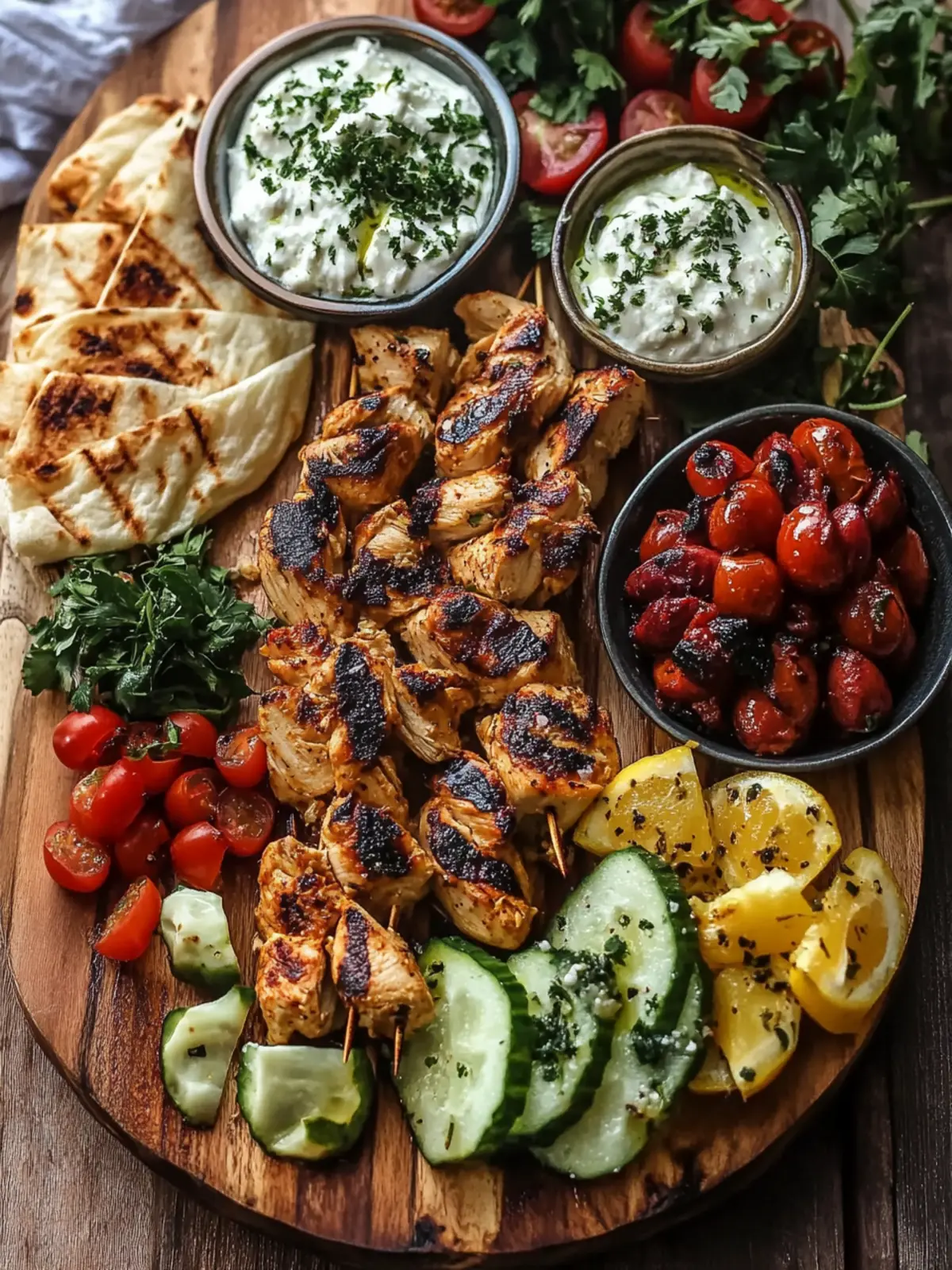 Greek Chicken Souvlaki Grazing Board: Perfect for Easy Entertaining 3 Greek Chicken Souvlaki Grazing Board