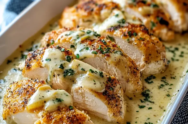 Baked Caesar Chicken with Creamy Parmesan Sauce