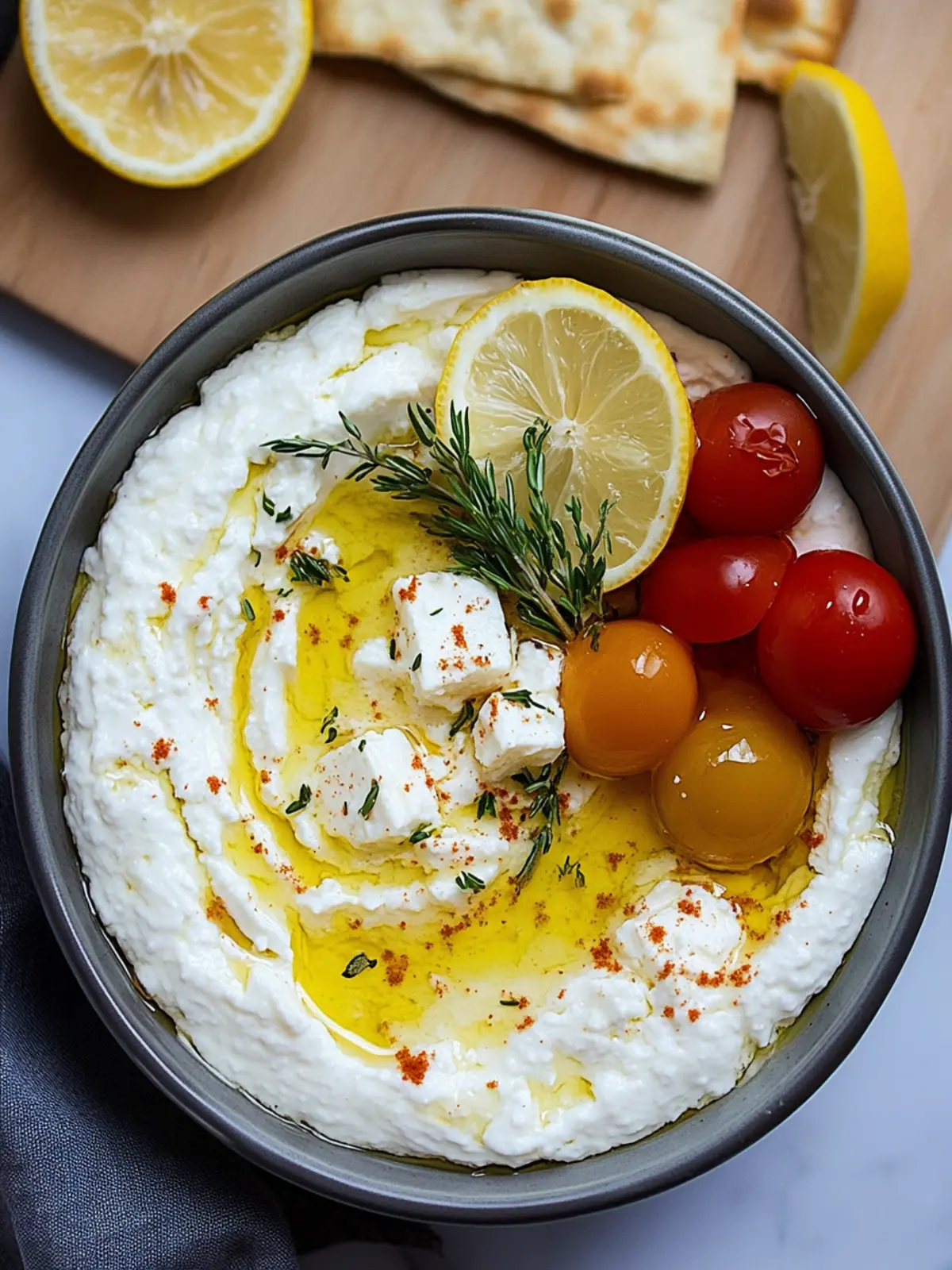 Whipped Feta Dip with Roasted Cherry Tomatoes Bliss 3 Whipped Feta Dip