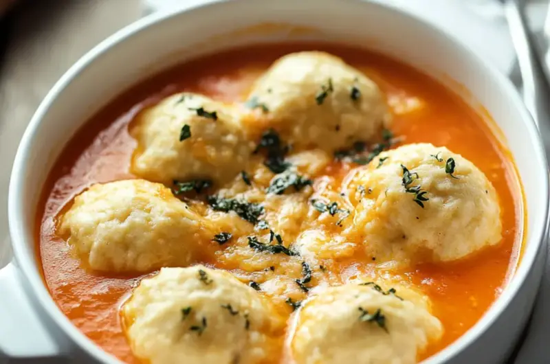 Tomato Soup with Cheddar Bay Dumplings
