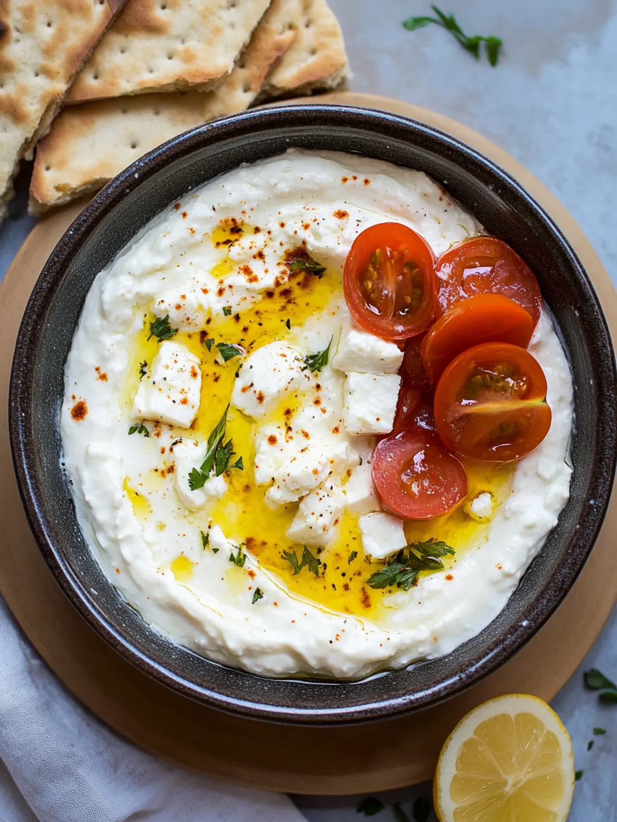 Whipped Feta Dip with Roasted Cherry Tomatoes Bliss 4 Whipped Feta Dip
