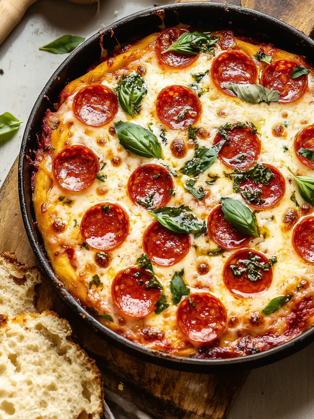 Hot Honey & Basil Pepperoni Pizza Dip You'll Crave! 4 Hot Honey & Basil Pepperoni Pizza Dip
