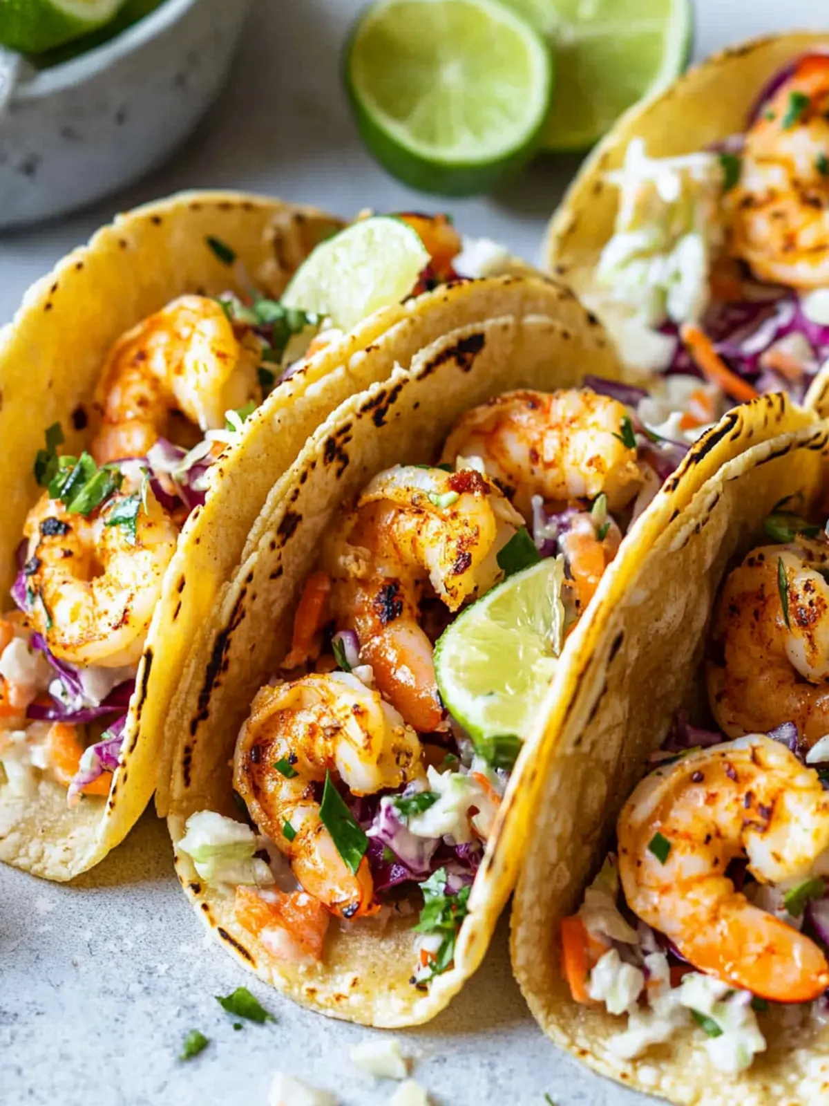 Shrimp Tacos with Poblano Lime Slaw for Flavor Lovers 4 Shrimp Tacos with Poblano Lime Slaw