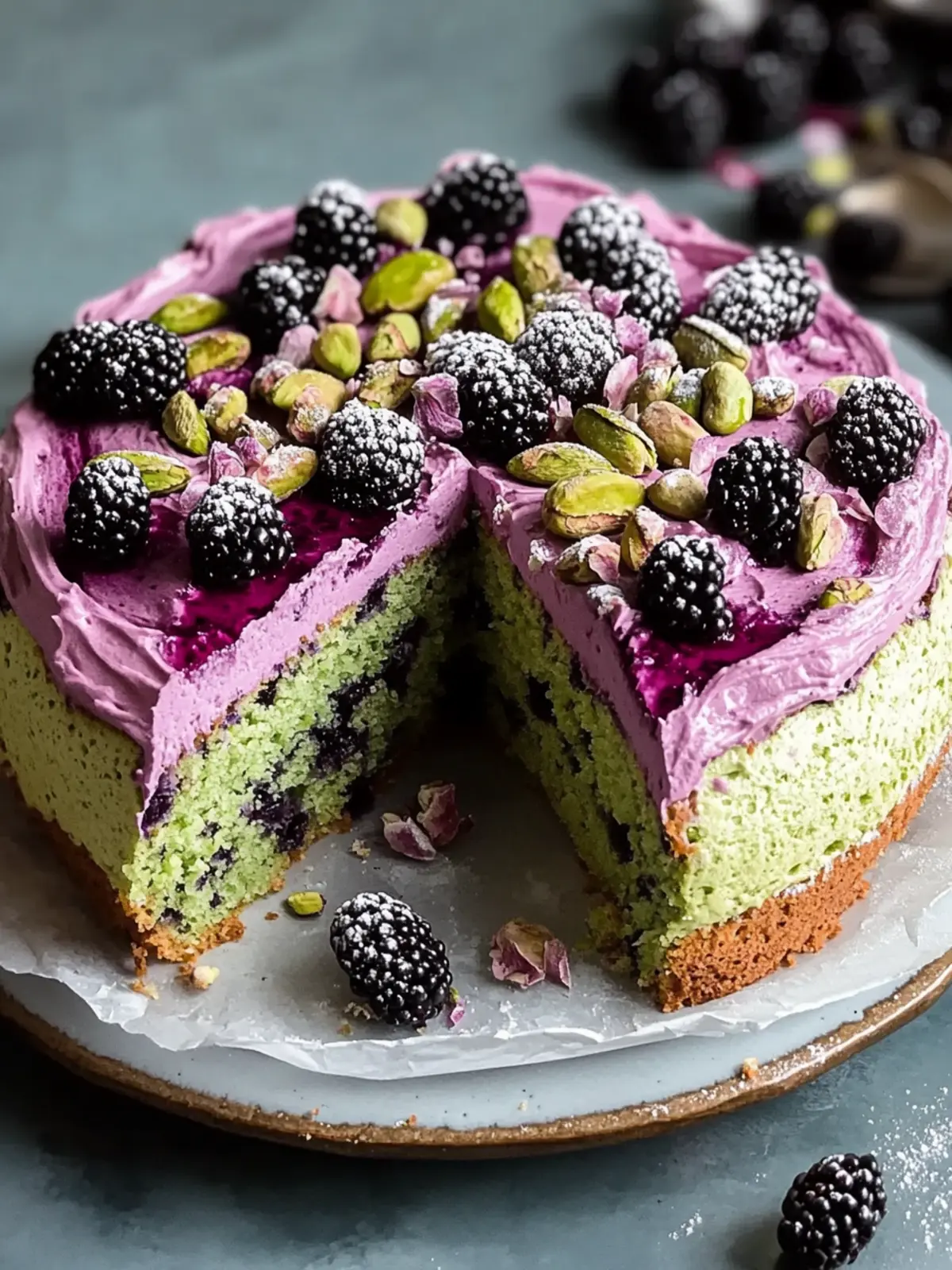 Pistachio and Blackberry Olive Oil Cake for Unforgettable Occasions 5 Pistachio and Blackberry Olive Oil Cake
