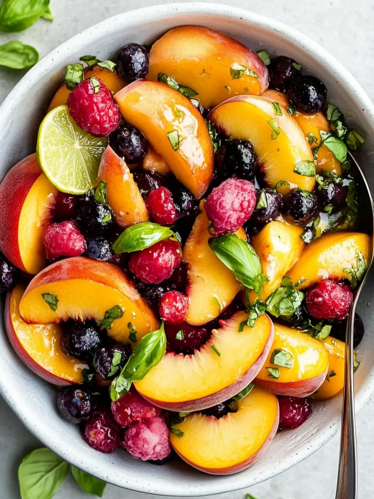 Honey Lime Basil Peach Fruit Salad for a Summer Refresh! 5 Honey Lime Basil Peach Fruit Salad