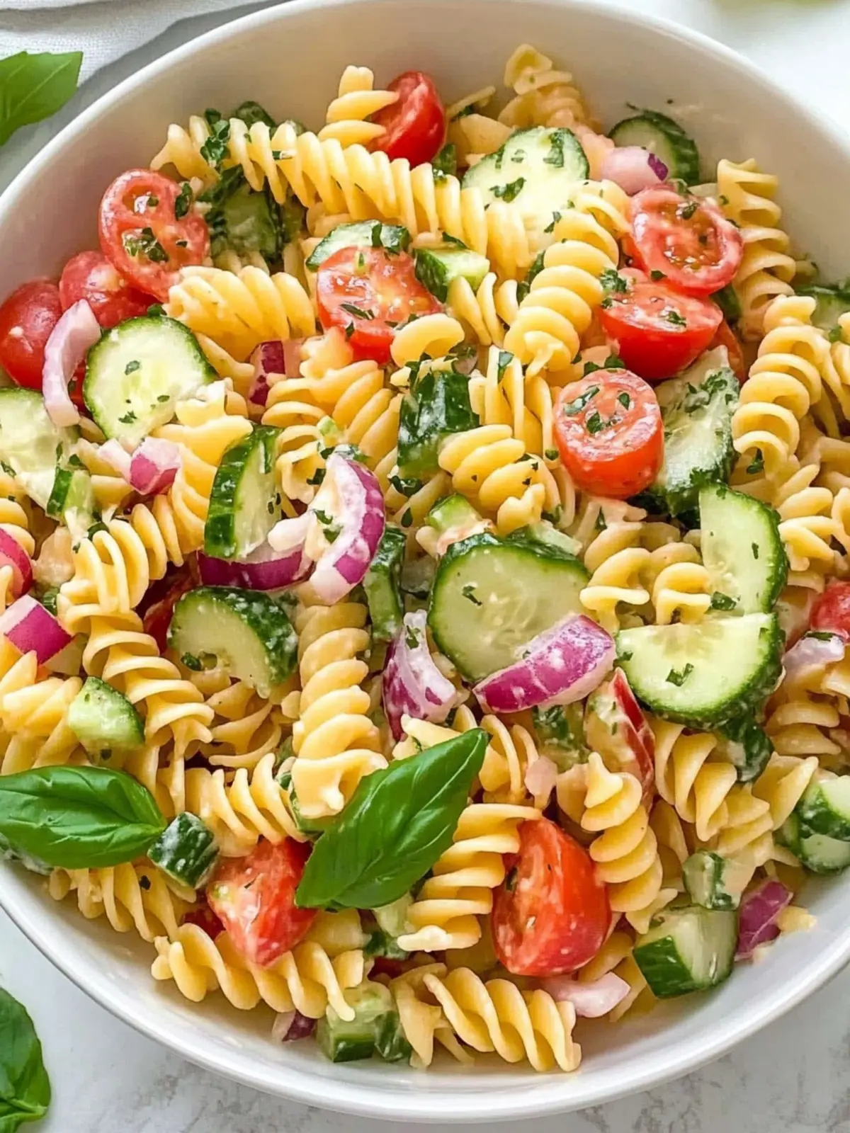 Delicious Rotini Pasta Salad with Fresh Veggies and Feta 2 Rotini Pasta Salad