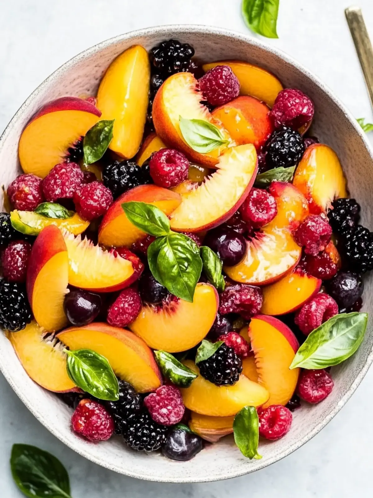 Honey Lime Basil Peach Fruit Salad for a Summer Refresh! 3 Honey Lime Basil Peach Fruit Salad