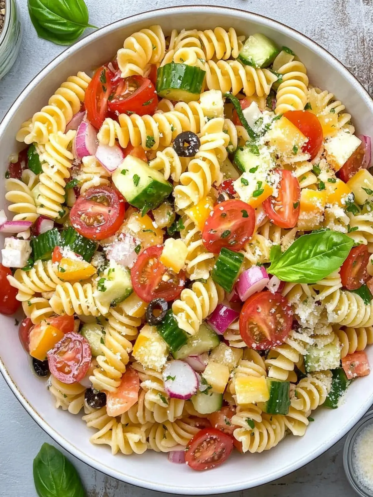 Delicious Rotini Pasta Salad with Fresh Veggies and Feta 3 Rotini Pasta Salad