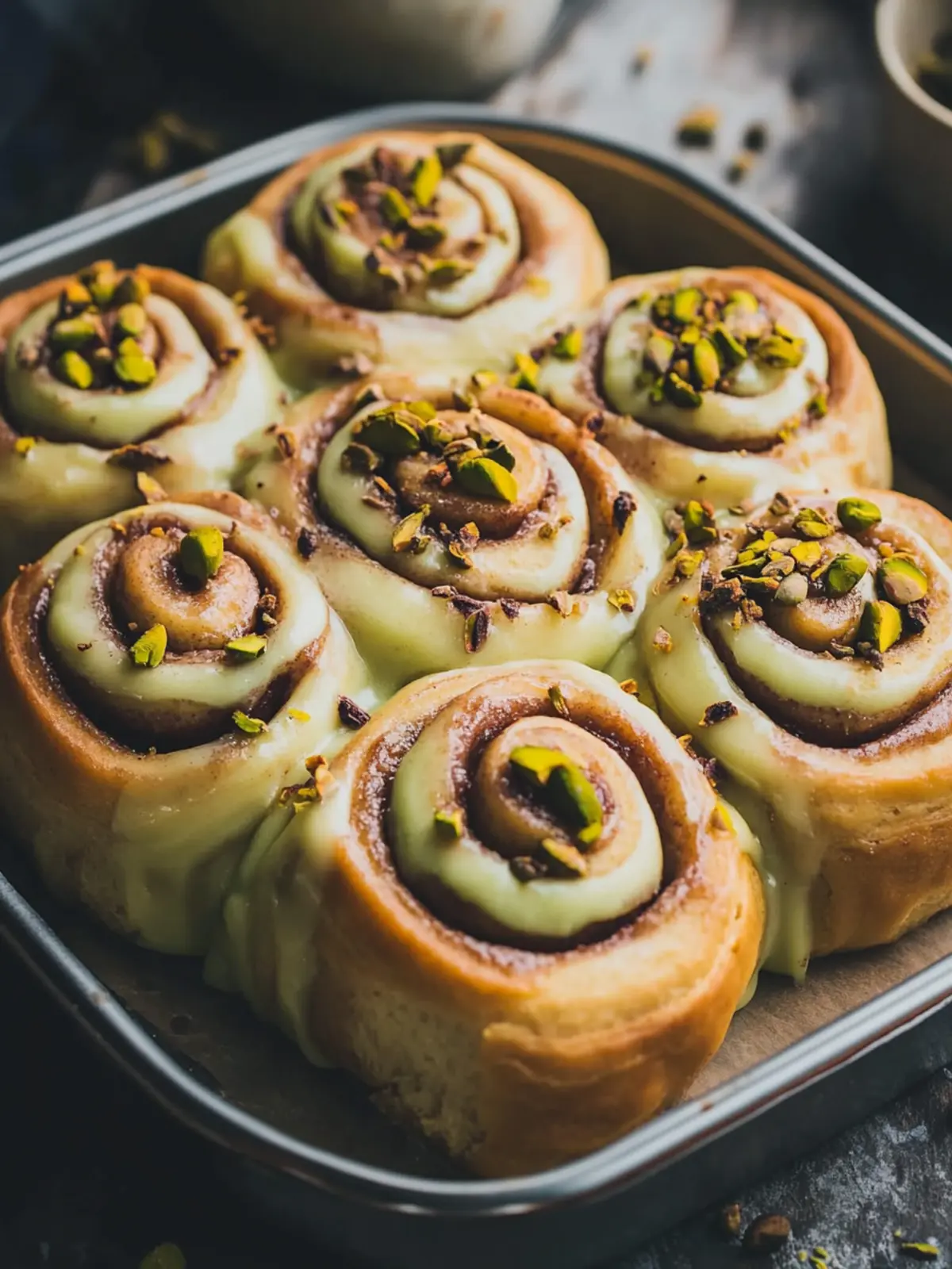 Pistachio Cream Cinnamon Rolls for Your Cozy Weekend Mornings 3 Pistachio Cream Cinnamon Rolls
