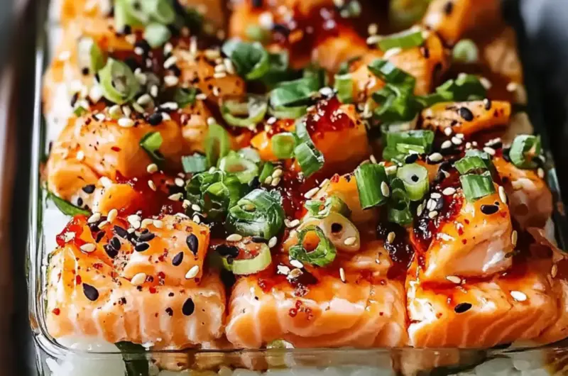 Spicy Salmon Sushi Bake