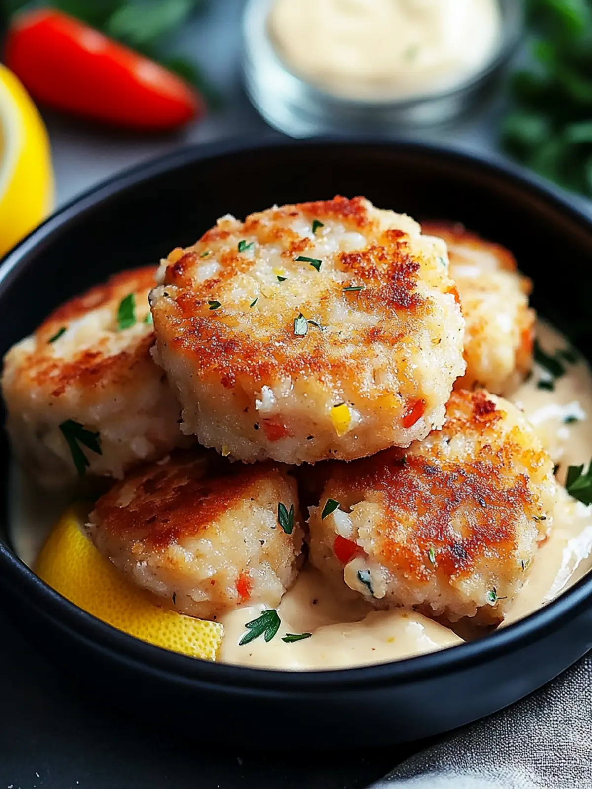 Crispy Shrimp Cakes with Lemon Aioli: A Coastal Delight 3 Shrimp Cakes with Lemon Aioli