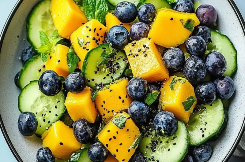Mango Cucumber Salad with Blueberries