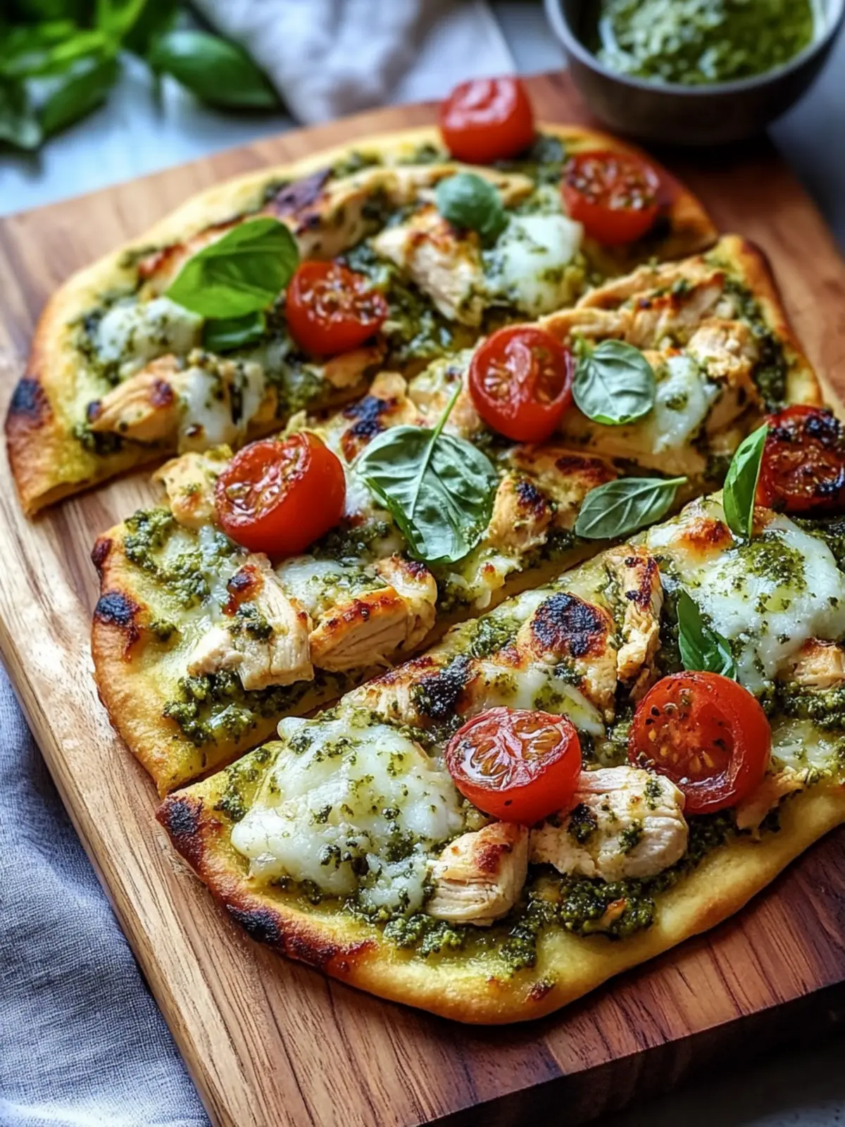 Savory Pesto Chicken Flatbread Everyone Will Love in 25 Minutes 4 Pesto Chicken Flatbread