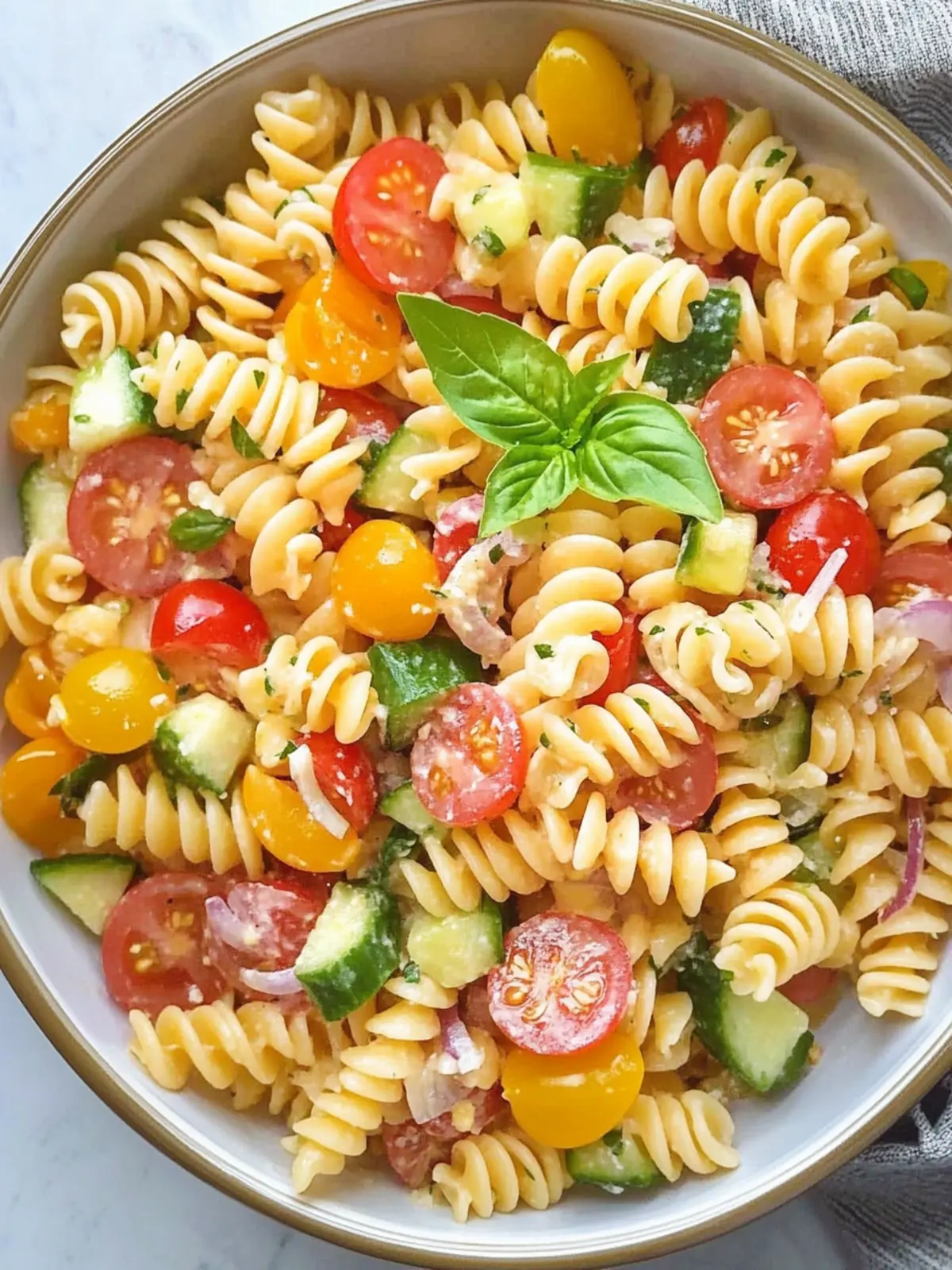 Delicious Rotini Pasta Salad with Fresh Veggies and Feta 4 Rotini Pasta Salad