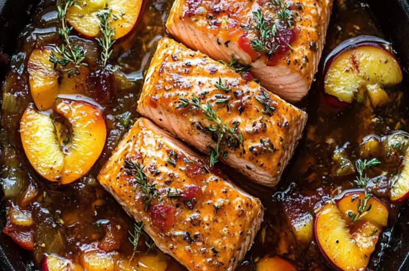 Bourbon Peach Roasted Salmon