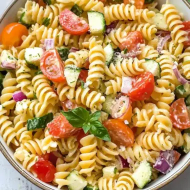 Delicious Rotini Pasta Salad with Fresh Veggies and Feta 9 Rotini Pasta Salad