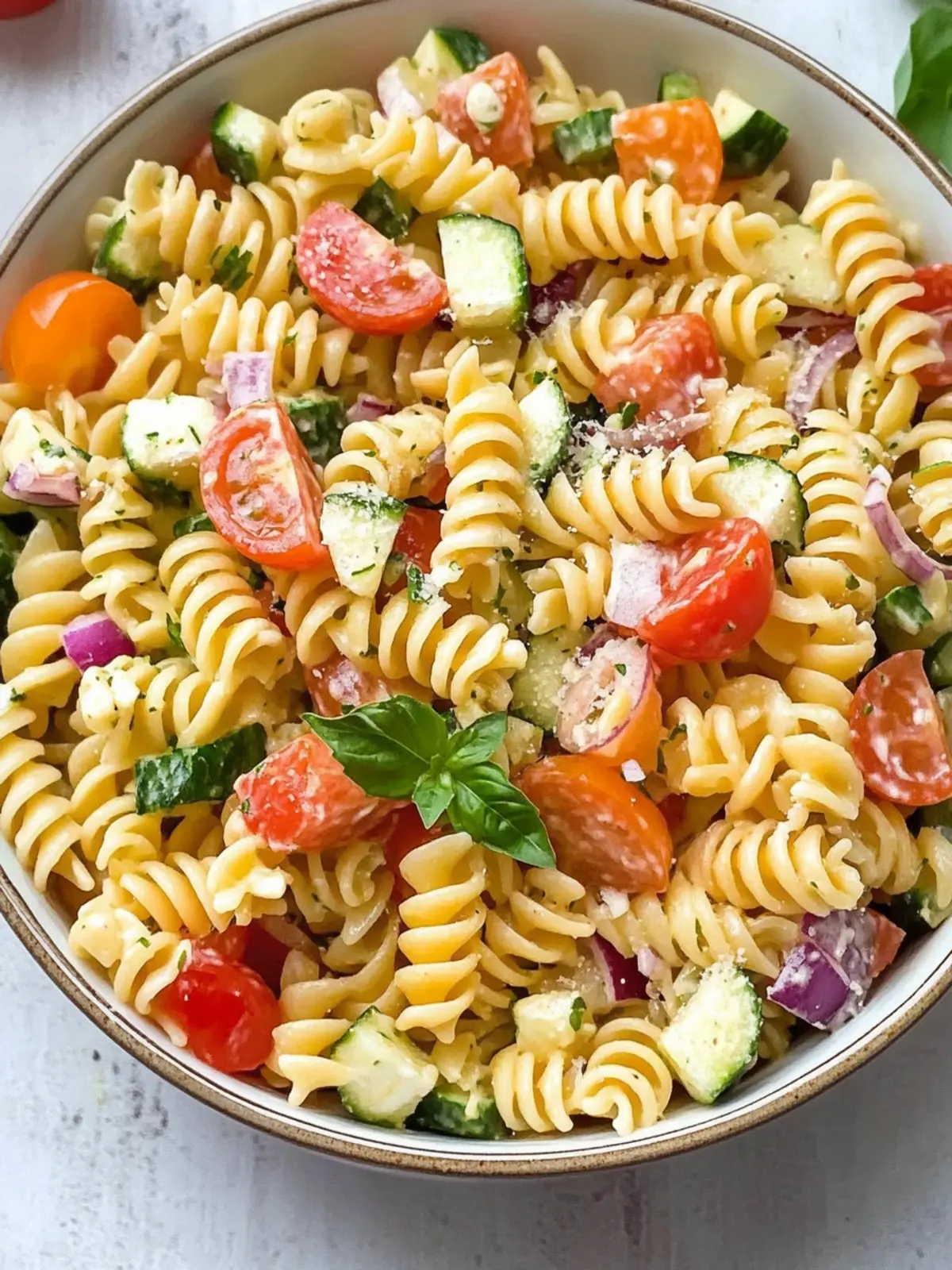 Delicious Rotini Pasta Salad with Fresh Veggies and Feta 5 Rotini Pasta Salad