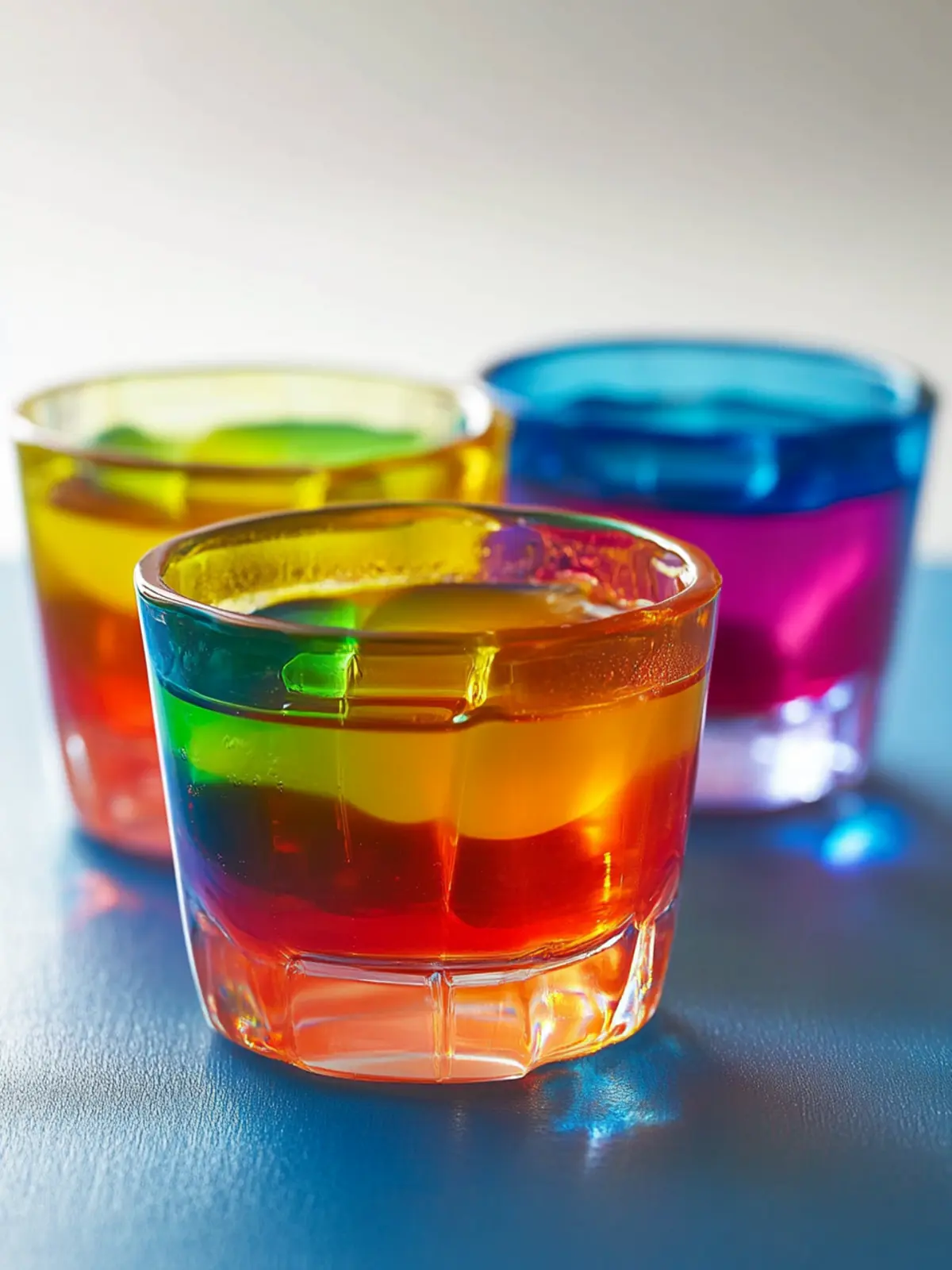 Colorful Jello Rainbow Cups in a Glass for Fun Desserts 2 Jello Rainbow Cups in a Glass