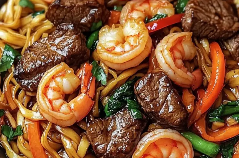 Steak & Shrimp Stir-Fried Noodles
