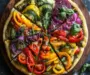 Rainbow Veggie Pizza Loaded with Flavorful Cream Cheese Bliss