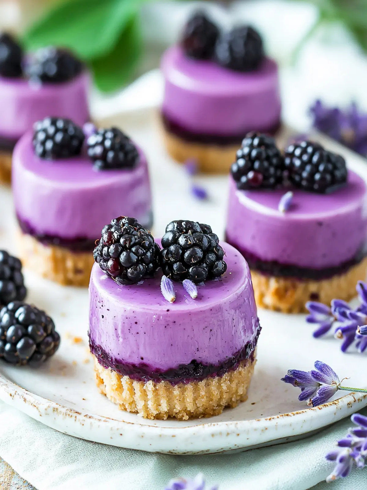 Irresistible Mini Blackberry Lavender Cheesecakes You’ll Love 3 Mini Blackberry Lavender Cheesecakes
