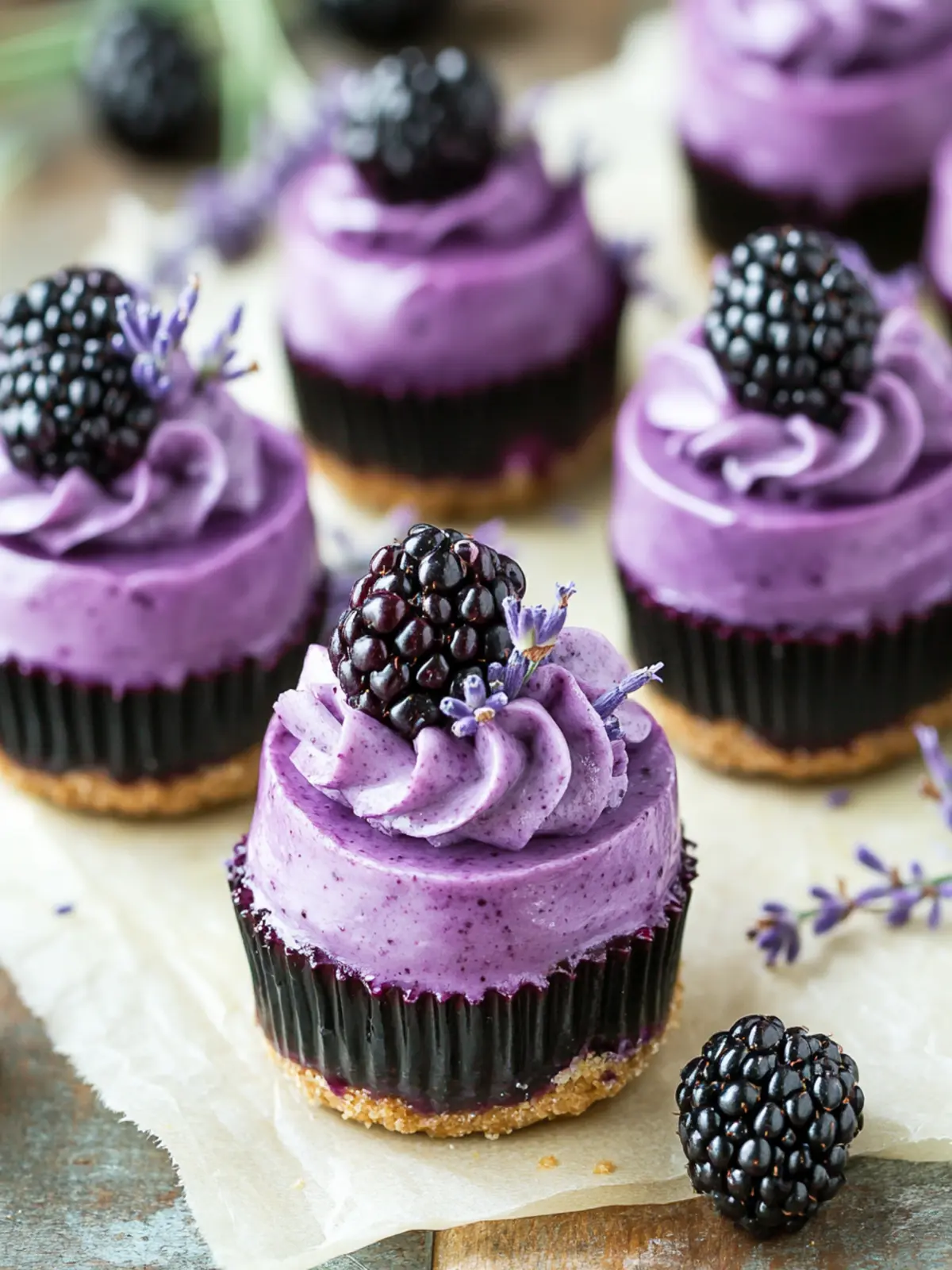 Irresistible Mini Blackberry Lavender Cheesecakes You’ll Love 2 Mini Blackberry Lavender Cheesecakes