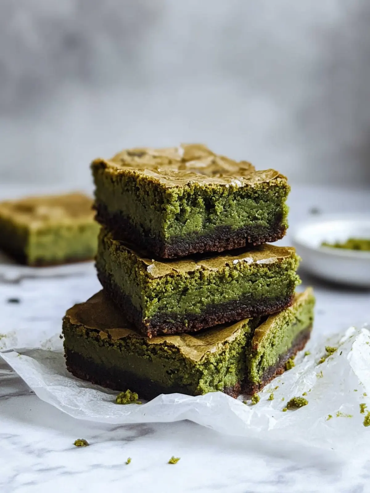 Irresistible Matcha Brownies with Fudgy Crinkle Tops 2 Matcha Brownies