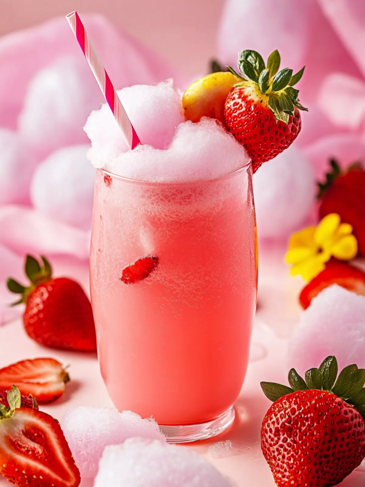 Delightful Strawberry Cotton Candy Drink for Sweet Refreshment 4 Strawberry Cotton Candy Drink