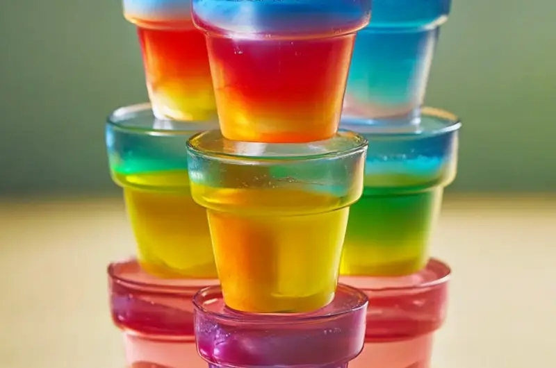 Jello Rainbow Cups in a Glass