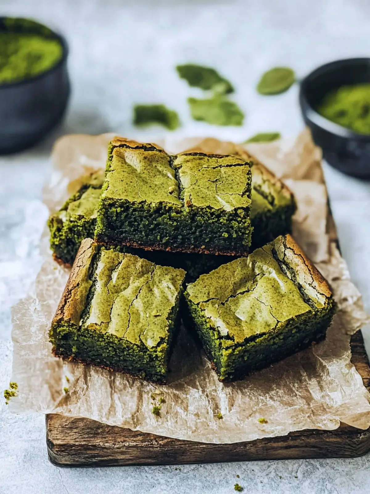Irresistible Matcha Brownies with Fudgy Crinkle Tops 4 Matcha Brownies