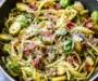Brussels Sprouts and Bacon Pesto Pasta in 30 Minutes or Less