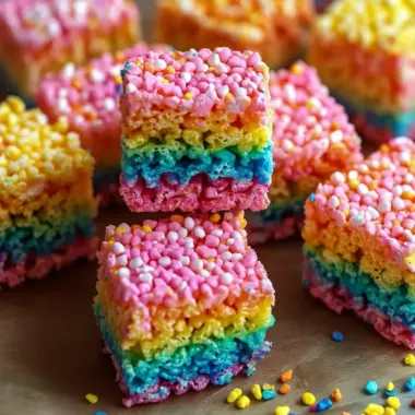 Vibrant Rainbow Rice Krispie Treats for Fun Family Treats 9 Rainbow Rice Krispie Treats