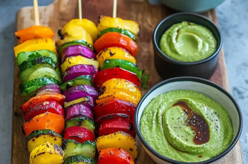 Rainbow Skewers with Two Dreamy Dips