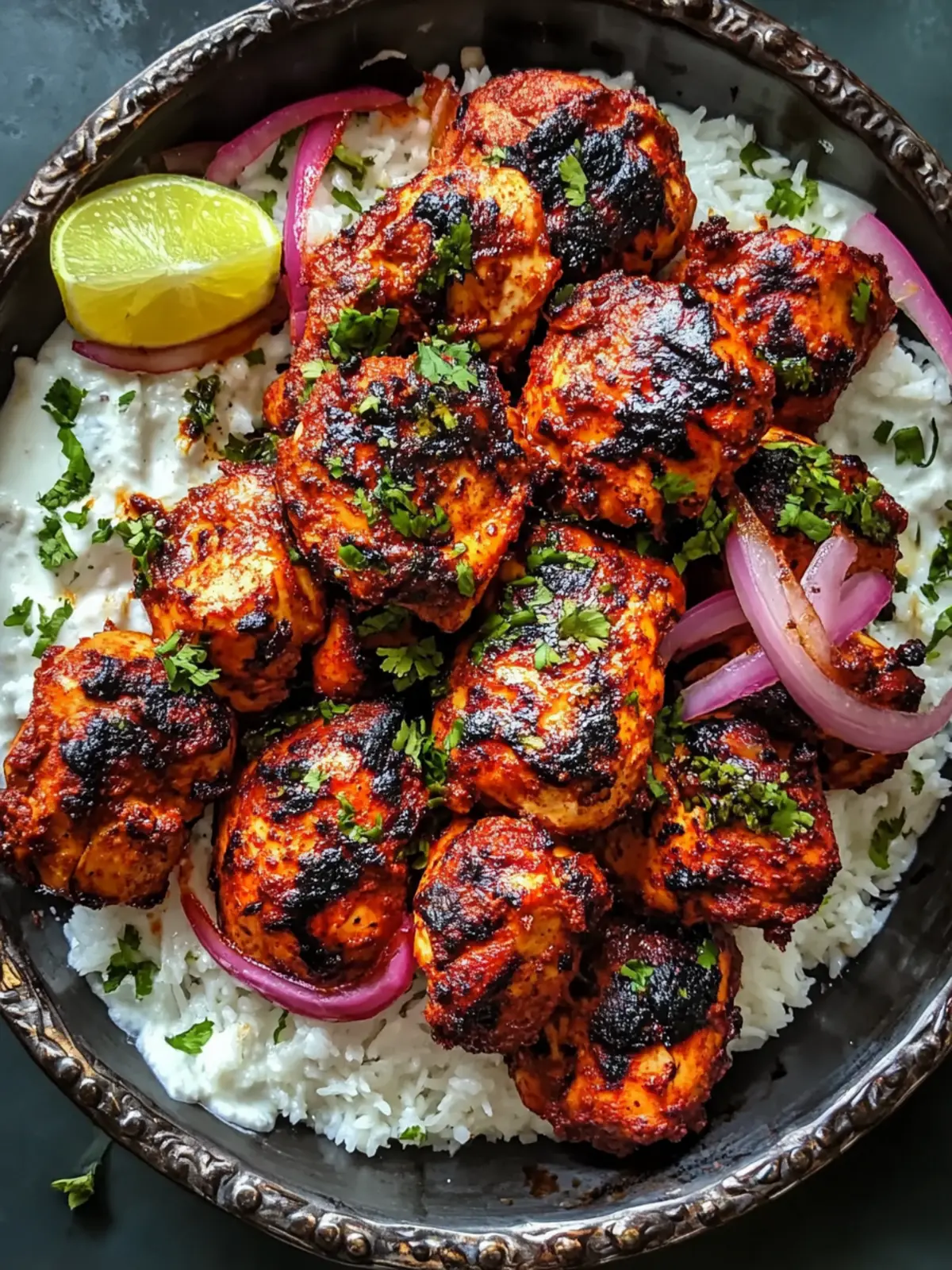 Spicy Yogurt-Marinated Chicken Tandoori with Cilantro Rice Bliss 3 Spicy Yogurt-Marinated Chicken Tandoori