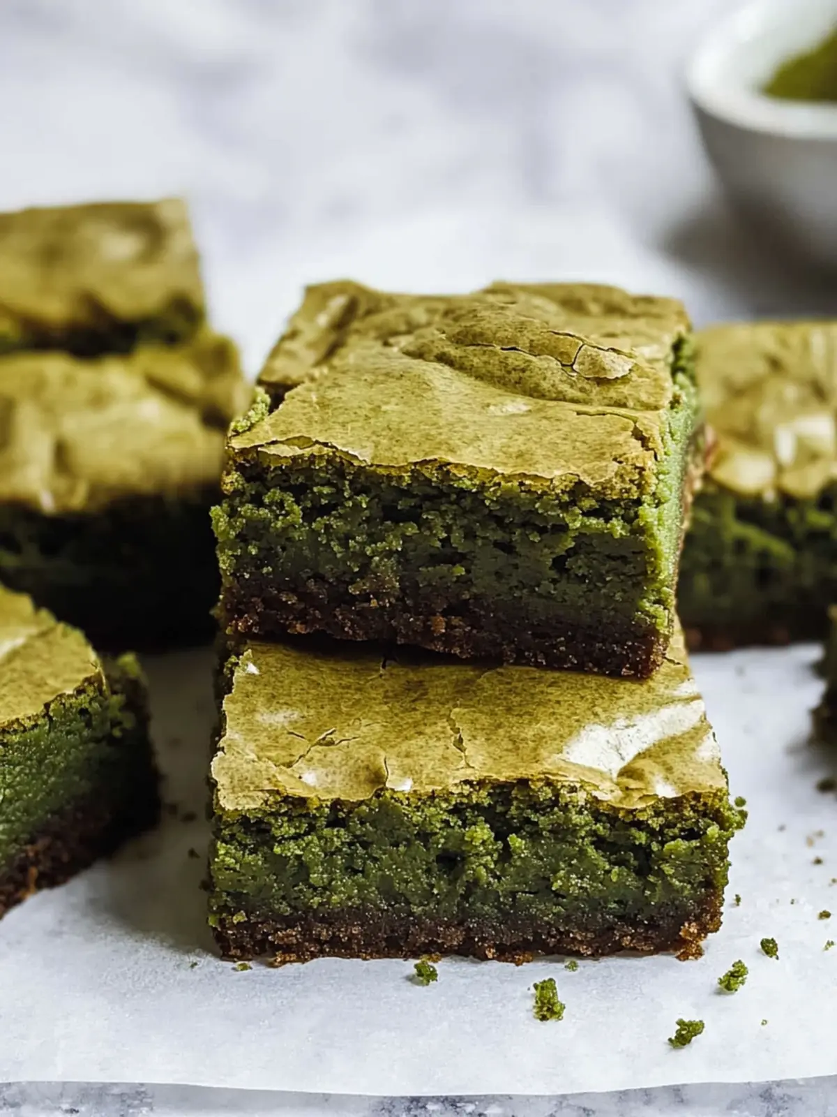 Irresistible Matcha Brownies with Fudgy Crinkle Tops 3 Matcha Brownies