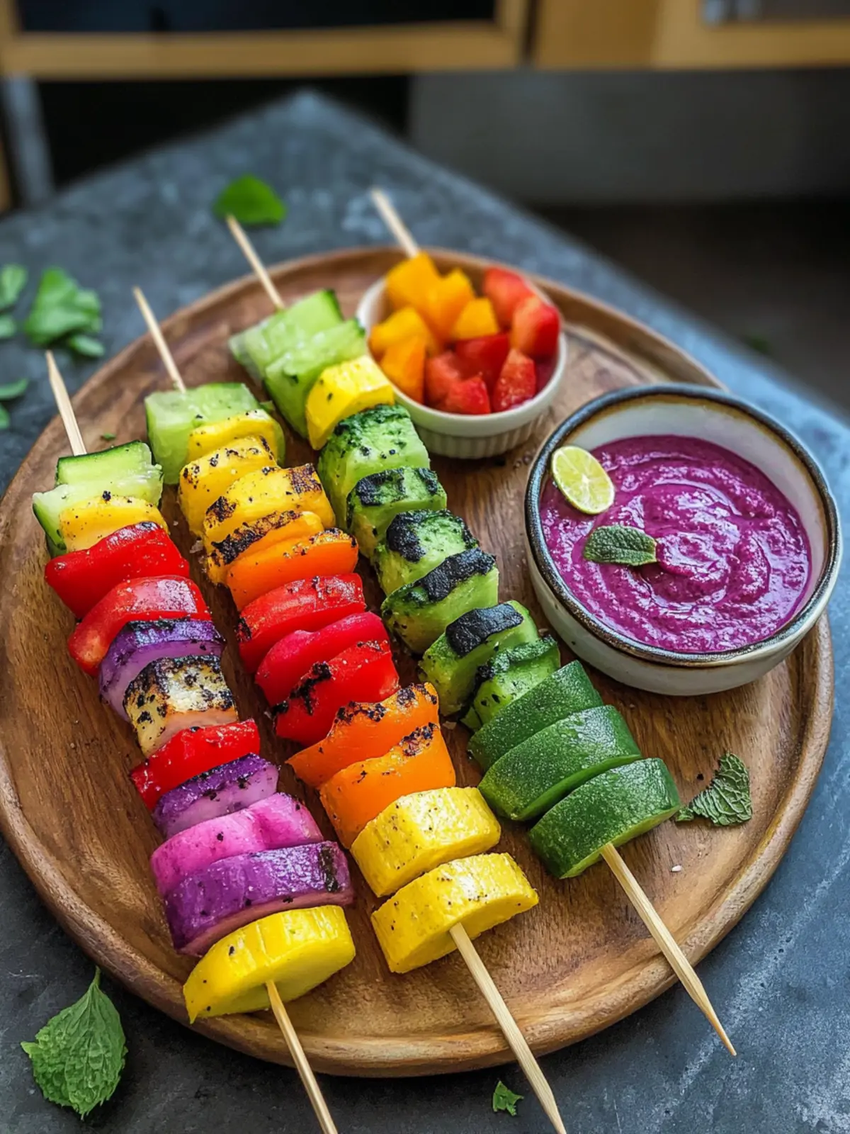 Rainbow Skewers with Two Dreamy Dips for Fresh Flavor Fun 2 Rainbow Skewers with Two Dreamy Dips