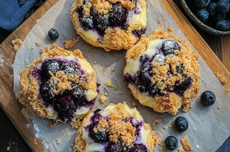 Blueberry Custard Crumble Buns