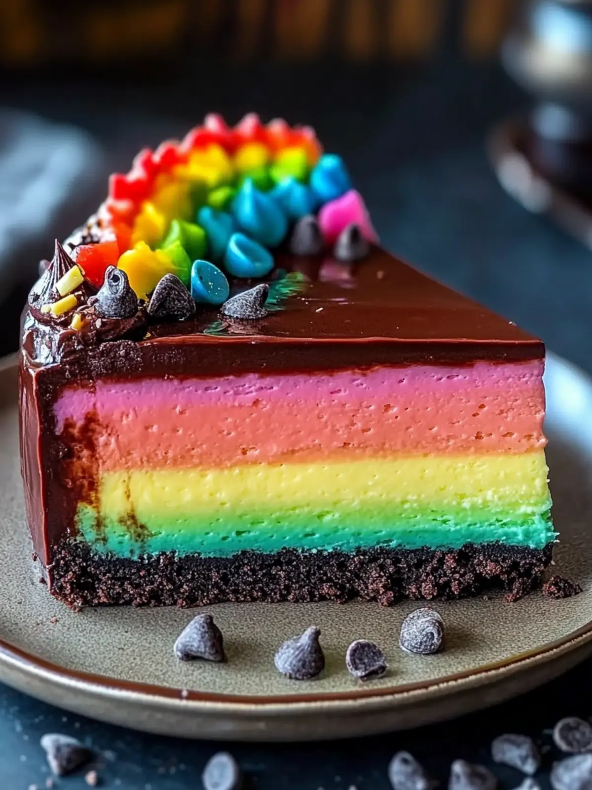 Delight in Rainbow Triple Chocolate Cheesecake Bliss 3 Rainbow Triple Chocolate Cheesecake