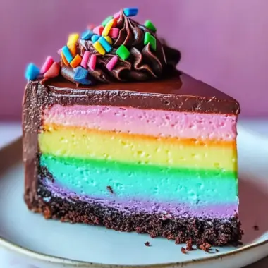 Delight in Rainbow Triple Chocolate Cheesecake Bliss 10 Rainbow Triple Chocolate Cheesecake