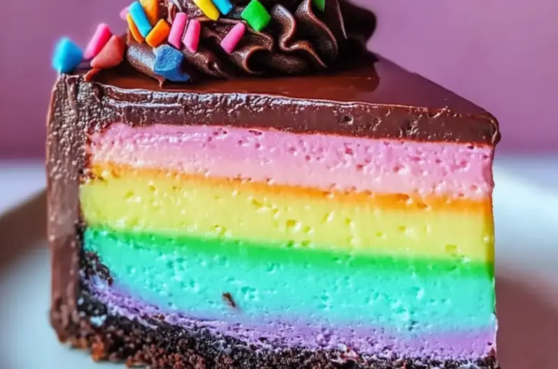 Rainbow Triple Chocolate Cheesecake
