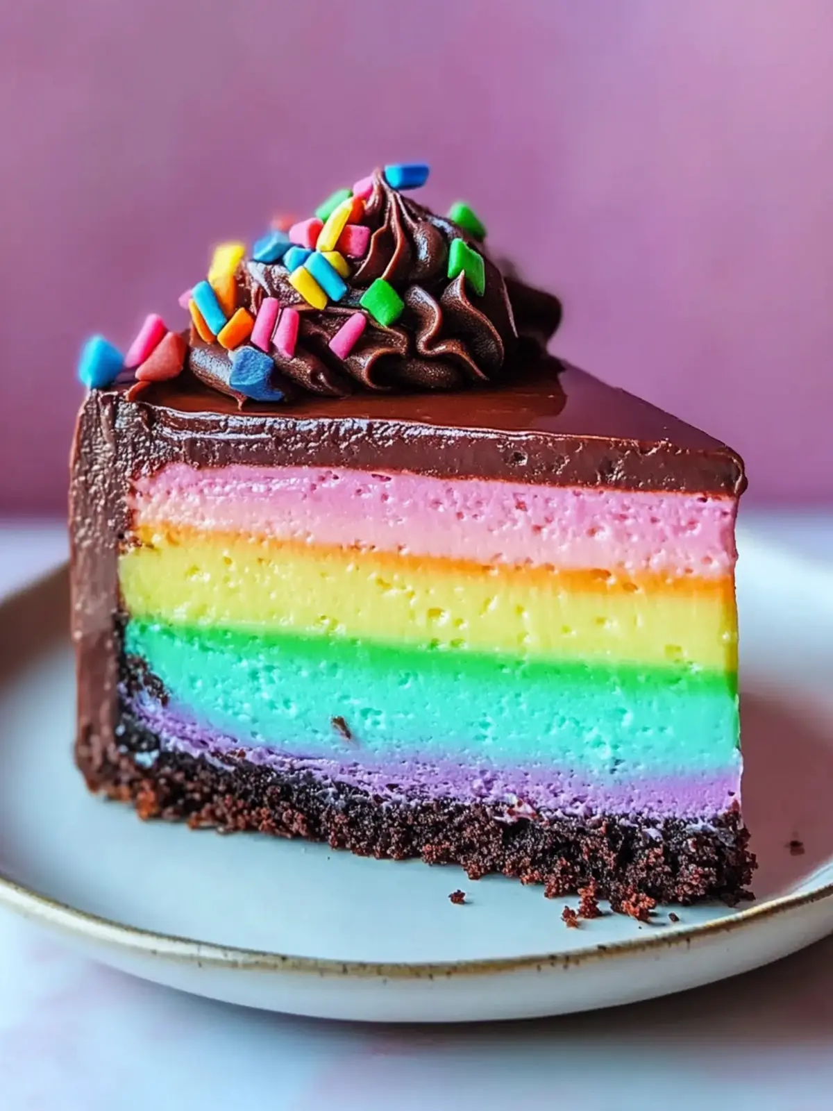 Delight in Rainbow Triple Chocolate Cheesecake Bliss 5 Rainbow Triple Chocolate Cheesecake
