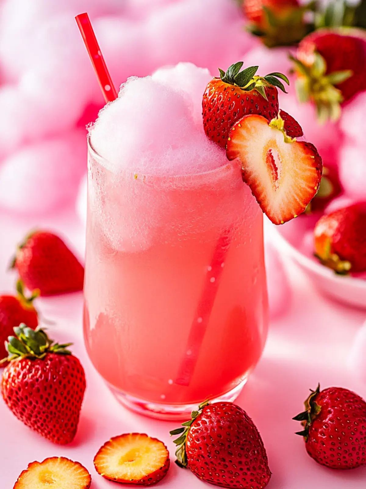 Delightful Strawberry Cotton Candy Drink for Sweet Refreshment 2 Strawberry Cotton Candy Drink