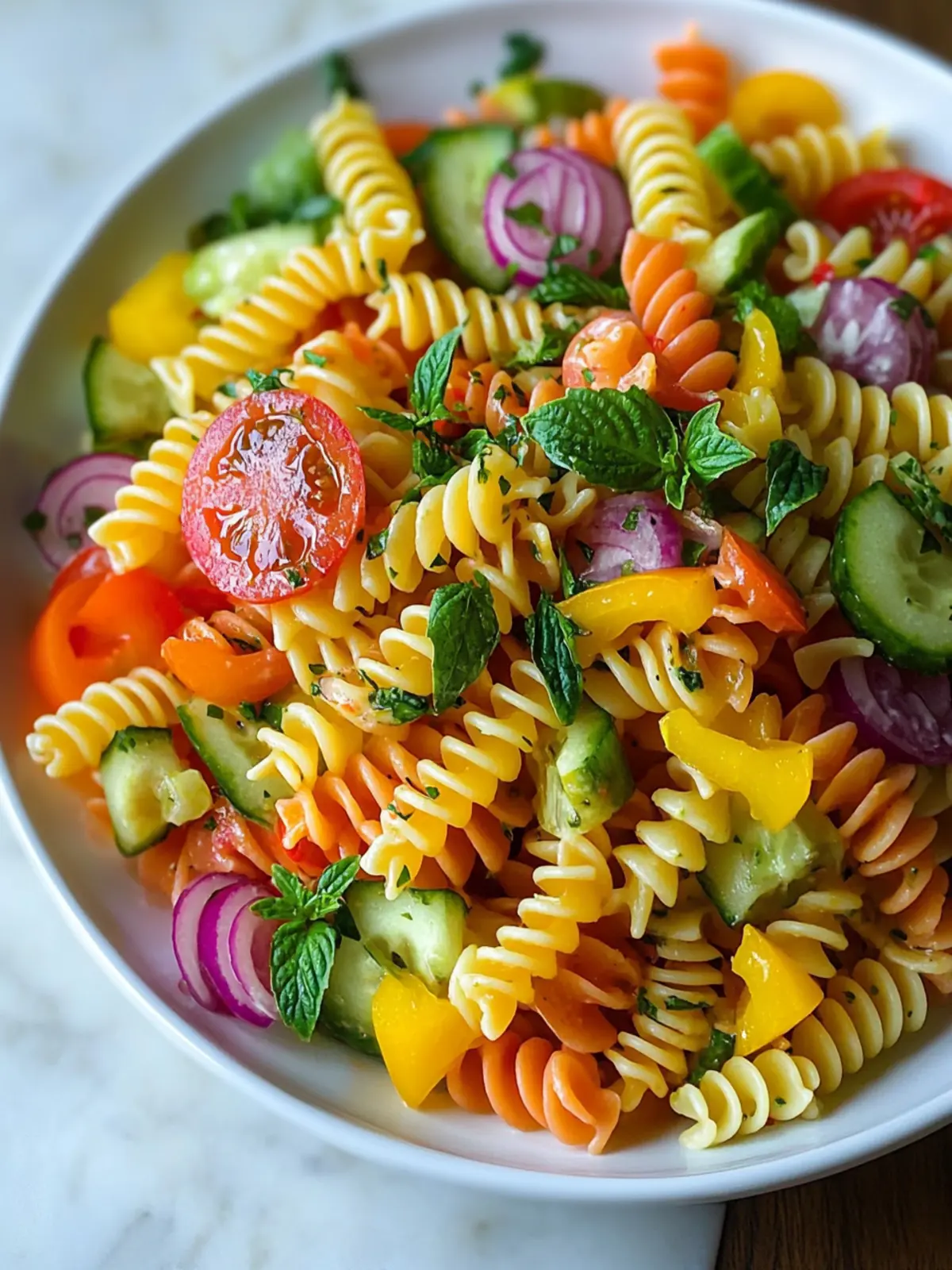 Vibrant Rainbow Pasta Salad for a Colorful Dinner Delight 3 Rainbow Pasta Salad
