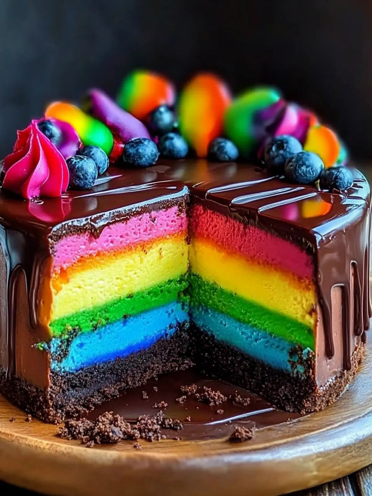 Delight in Rainbow Triple Chocolate Cheesecake Bliss 4 Rainbow Triple Chocolate Cheesecake