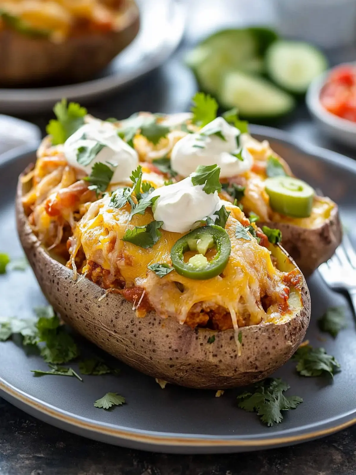 Satisfy Your Cravings with Chicken Enchilada Stuffed Baked Potatoes 2 Chicken Enchilada Stuffed Baked Potatoes