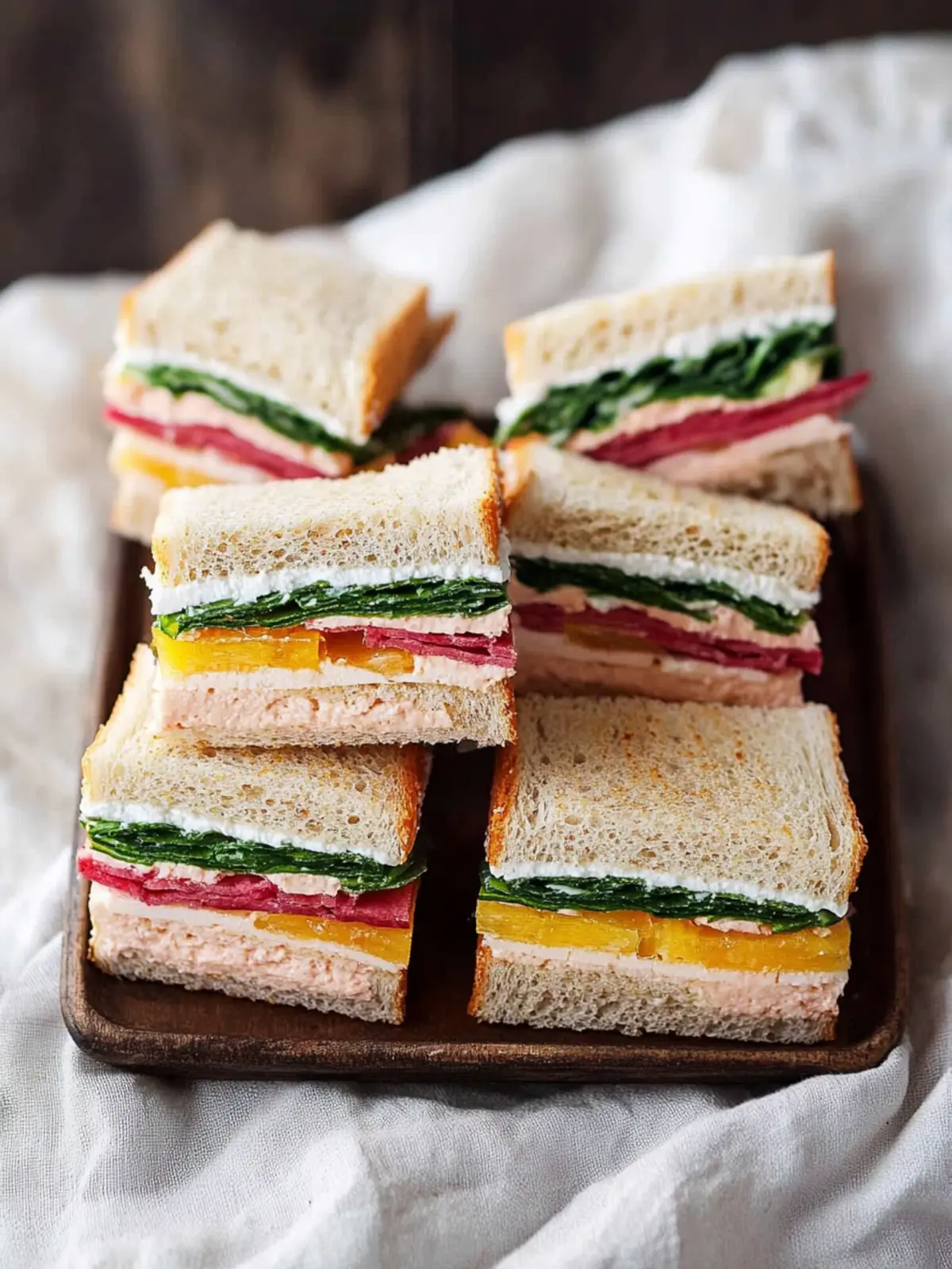 Colorful Ribbon Sandwiches: A Healthy Party Delight 4 Ribbon Sandwiches