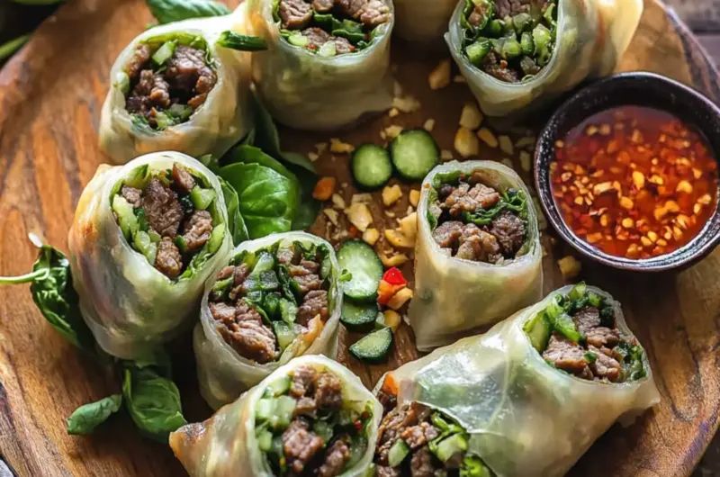 Thai Basil Beef Rolls