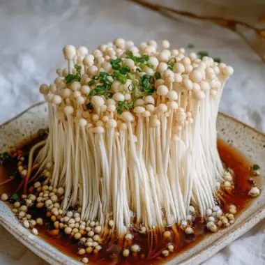 Savor Enoki Mushrooms with Savory Garlic Scallion Sauce 10 Enoki Mushrooms