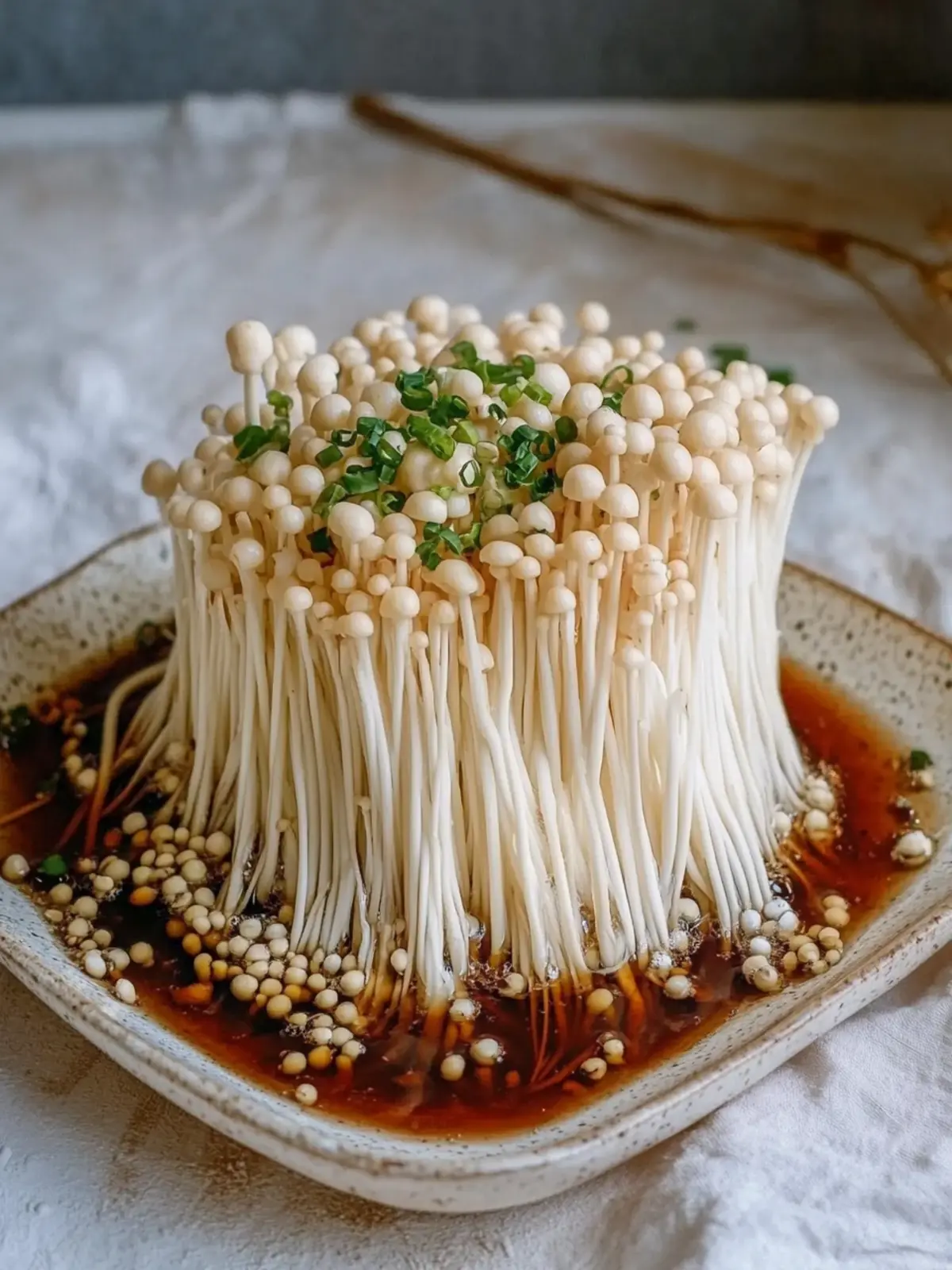 Savor Enoki Mushrooms with Savory Garlic Scallion Sauce 5 Enoki Mushrooms