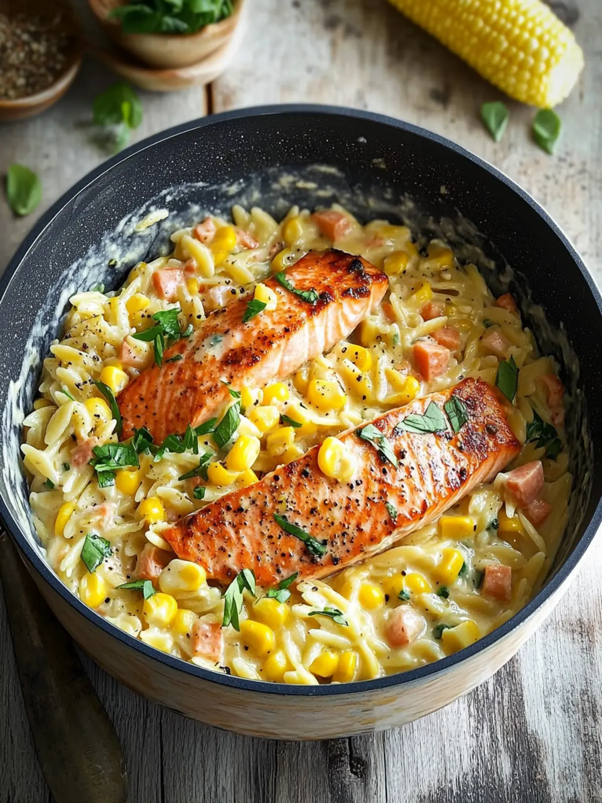 Creamed Corn Orzo with Salmon: A Cozy One-Pot Wonder 3 Creamed Corn Orzo with Salmon